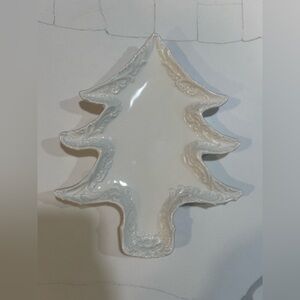 Vintage 1980s AMC Ivory Christmas Tree Platter Made In Italy 6902